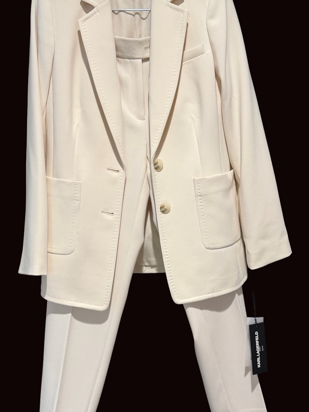 Karl Lagerfeld Cream Women's Tailored Blazer Jacket (4) and matching pants (6)